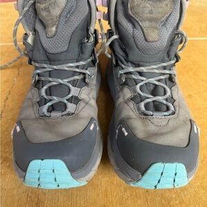Hoka One One Gray and Teal Athletic Shoes